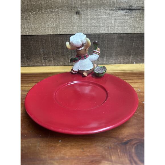 Yankee Candle Chocolate Moose Chef Holiday Christmas Candle Plate - Picture 3 of 5